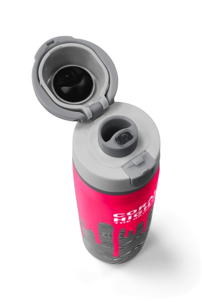 Coral High Kids Pembe Siyah Beyaz Desenli Pipetli ve Direkt İçim Çelik Termos 800 ml 38539 - 7