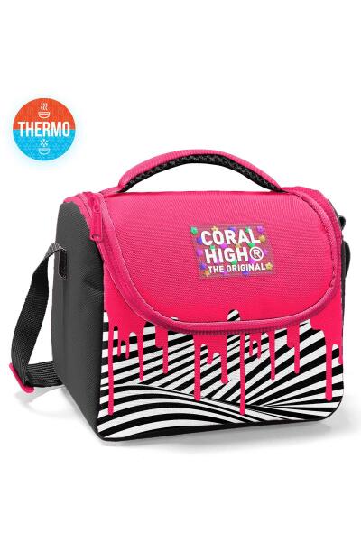 Coral High Kids Pembe Siyah Beyaz Desenli Thermo Beslenme Çantası 22778 - 1