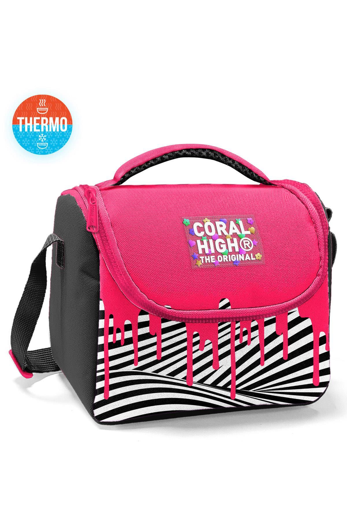 Coral High Kids Pembe Siyah Beyaz Desenli Thermo Beslenme Çantası 22778