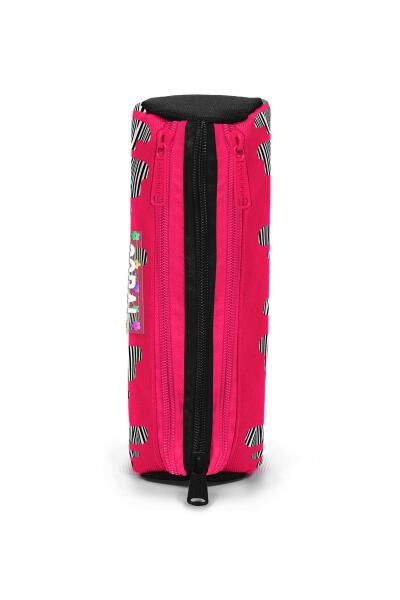 Coral High Kids Pembe Siyah Beyaz Desenli Üç Bölmeli Kalem Çantası 11178 - 2