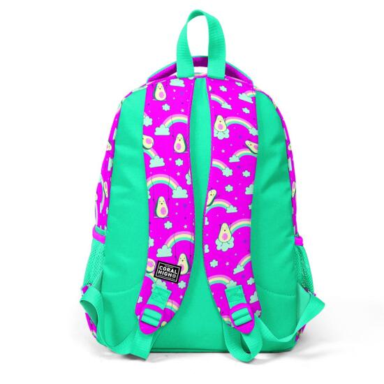 Coral High Kids Pembe Su Yeşili Avokado Desenli 3’lü Okul Çanta Seti SET0123491 - 5