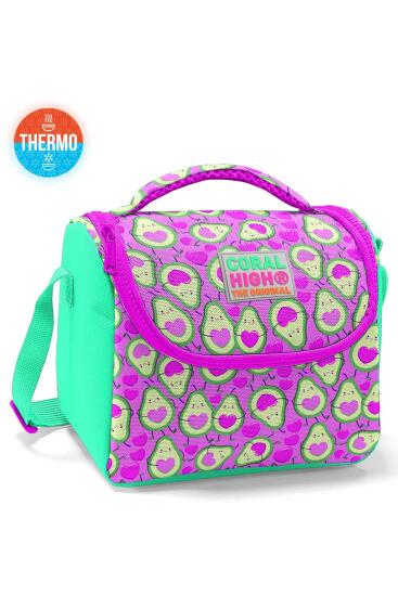 Coral High Kids Pembe Su Yeşili Avokado Desenli Thermo Beslenme Çantası 11709 - Coral High KIDS