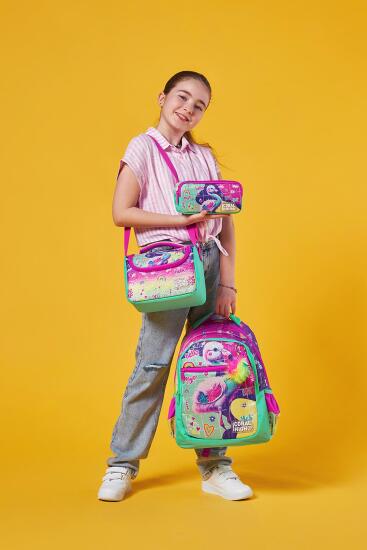 Coral High Kids Pembe Su Yeşili Flamingo Desenli 3’lü Okul Çanta Seti SET0123647 - 2