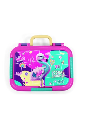 Coral High Kids Pembe Su Yeşili Flamingo Desenli Paslanmaz Çelik Beslenme Kabı 39331 - 5