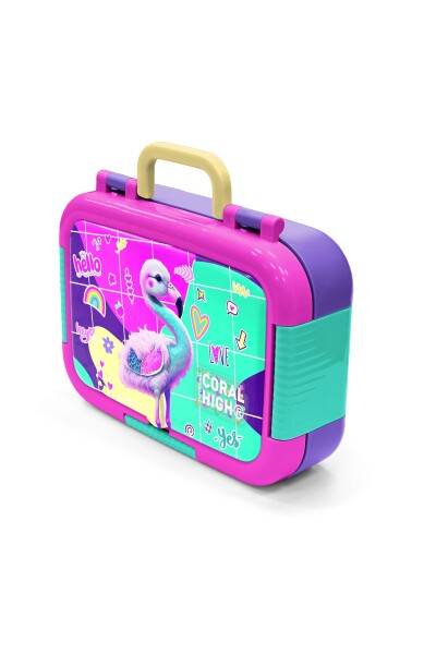 Coral High Kids Pembe Su Yeşili Flamingo Desenli Paslanmaz Çelik Beslenme Kabı 39331 - 4