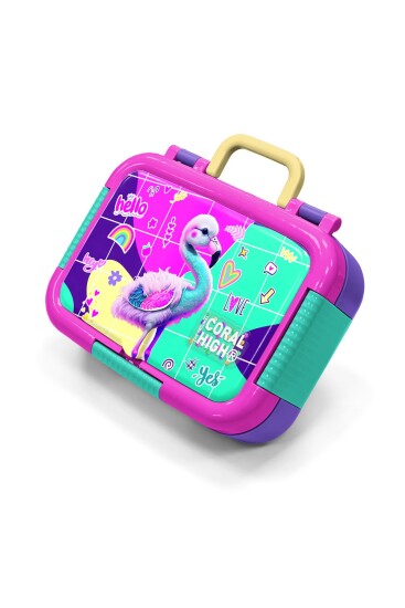 Coral High Kids Pembe Su Yeşili Flamingo Desenli Paslanmaz Çelik Beslenme Kabı 39331 - Coral High
