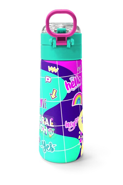 Coral High Kids Pembe Su Yeşili Flamingo Desenli Pipetli ve Direkt İçim Çelik Termos 500 ml 31811 - 4