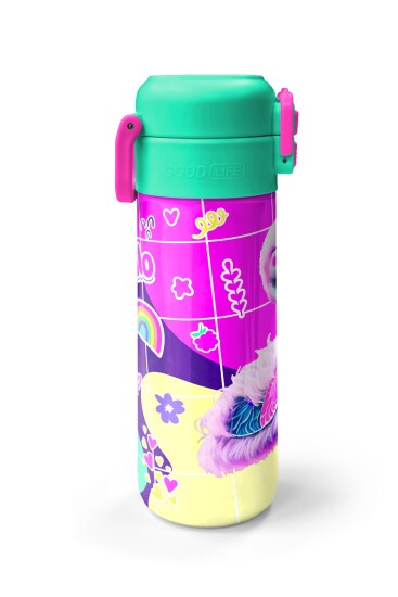 Coral High Kids Pembe Su Yeşili Flamingo Desenli Pipetli ve Direkt İçim Çelik Termos 500 ml 31811 - 5