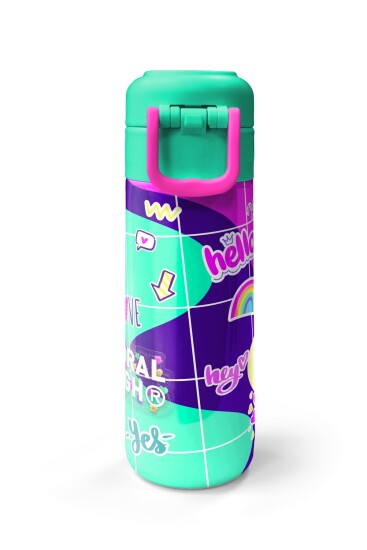 Coral High Kids Pembe Su Yeşili Flamingo Desenli Pipetli ve Direkt İçim Çelik Termos 500 ml 31811 - 7