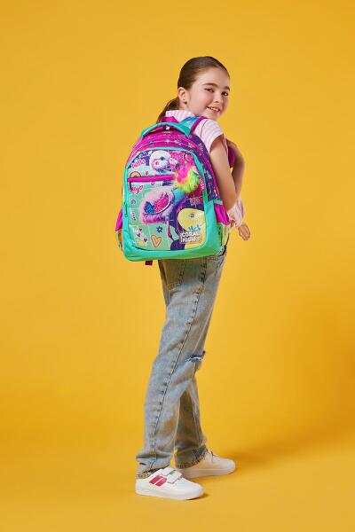 Coral High Kids Pembe Su Yeşili Flamingo Desenli Üç Bölmeli Okul Sırt Çantası 23647 - 2