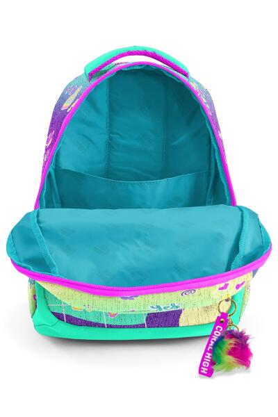 Coral High Kids Pembe Su Yeşili Flamingo Desenli Üç Bölmeli Okul Sırt Çantası 23647 - 3