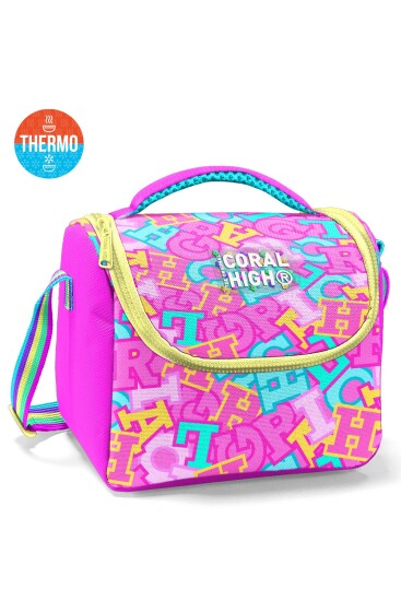 Coral High Kids Pembe Su Yeşili Harf Desenli 3'lü Okul Çanta Seti SET0133241 - 3