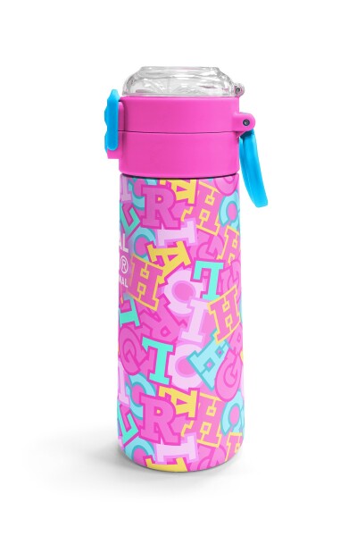 Coral High Kids Pembe Su Yeşili Harf Desenli Pipetli ve Direkt İçim Çelik Termos 500 ml 38123 - 3