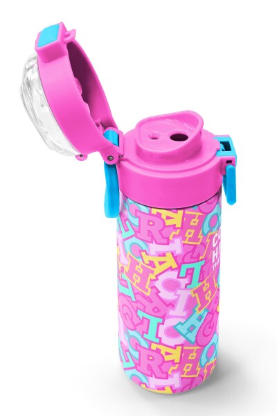 Coral High Kids Pembe Su Yeşili Harf Desenli Pipetli ve Direkt İçim Çelik Termos 500 ml 38123 - 6