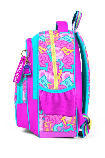 Coral High Kids Pembe Su Yeşili Harf Desenli Üç Bölmeli Okul Sırt Çantası 33241 - 6