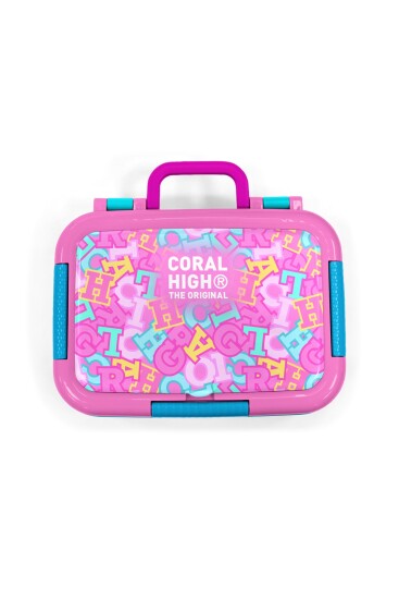 Coral High Kids Pembe Su Yeşili Harf Desenli Paslanmaz Çelik Beslenme Kabı 39141 - 5