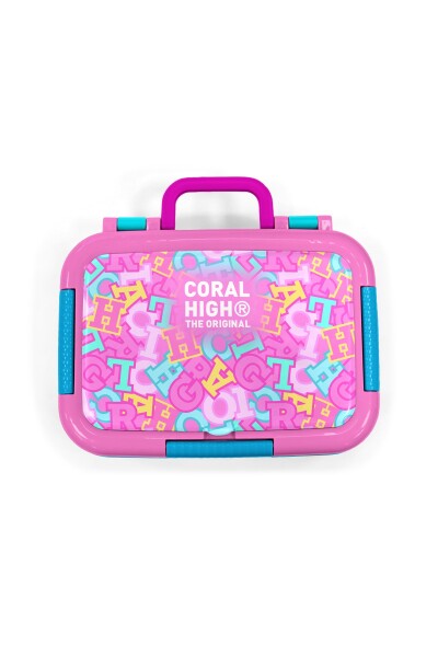 Coral High Kids Pembe Su Yeşili Harf Desenli Paslanmaz Çelik Beslenme Kabı 39141 - 5