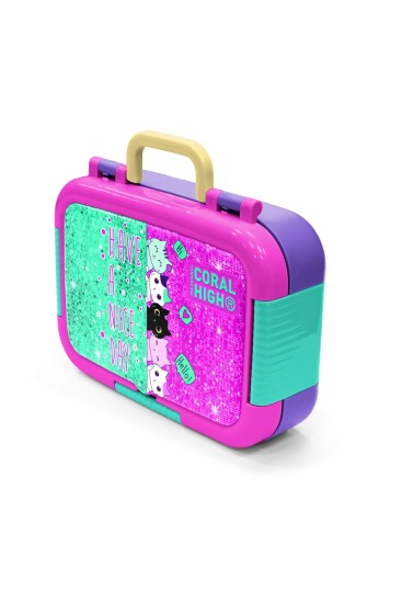 Coral High Kids Pembe Su Yeşili Kedi Desenli Paslanmaz Çelik Beslenme Kabı 39326 - 4