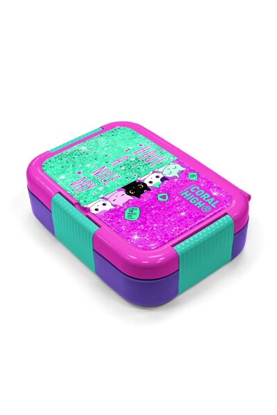 Coral High Kids Pembe Su Yeşili Kedi Desenli Paslanmaz Çelik Beslenme Kabı 39326 - 2