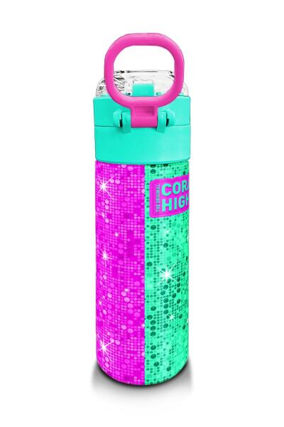 Coral High Kids Pembe Su Yeşili Kedi Desenli Pipetli ve Direkt İçim Çelik Termos 500 ml 31806 - 3