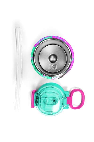 Coral High Kids Pembe Su Yeşili Kedi Desenli Pipetli ve Direkt İçim Çelik Termos 500 ml 31806 - 7