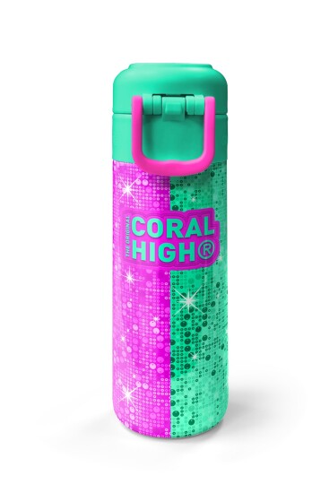 Coral High Kids Pembe Su Yeşili Kedi Desenli Pipetli ve Direkt İçim Çelik Termos 500 ml 31806 - 7