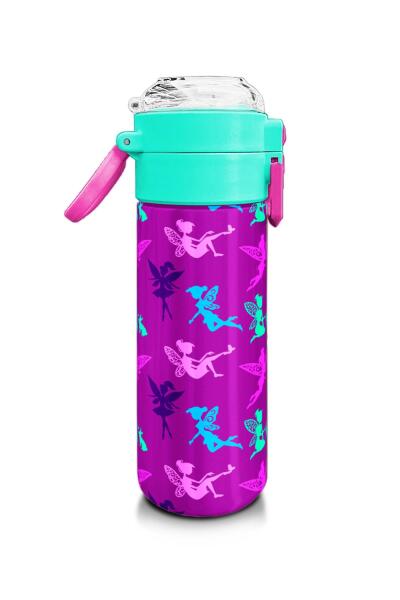 Coral High Kids Pembe Su Yeşili Peri Desenli Pipetli ve Direkt İçim Çelik Termos 500 ml 31900 - 2