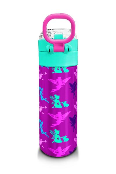 Coral High Kids Pembe Su Yeşili Peri Desenli Pipetli ve Direkt İçim Çelik Termos 500 ml 31900 - 3