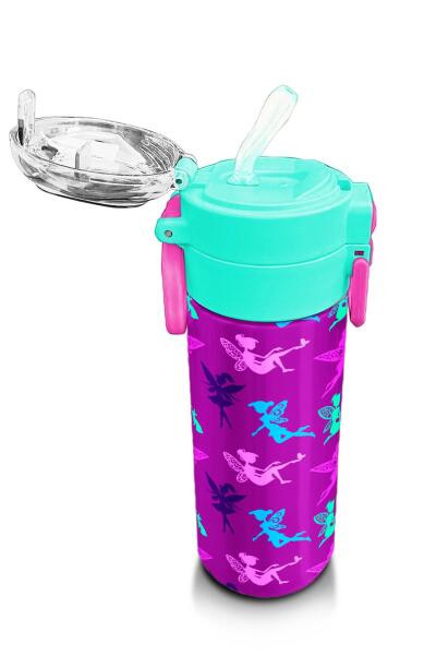 Coral High Kids Pembe Su Yeşili Peri Desenli Pipetli ve Direkt İçim Çelik Termos 500 ml 31900 - 5