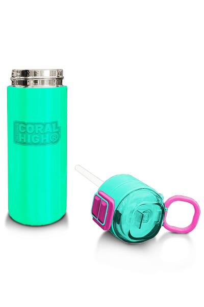 Coral High Kids Pembe Su Yeşili Pipetli ve Direkt İçim Çelik Termos 500 ml 31825 - 4