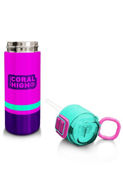 Coral High Kids Pembe Su Yeşili Pipetli ve Direkt İçim Çelik Termos 500 ml 31829 - 4