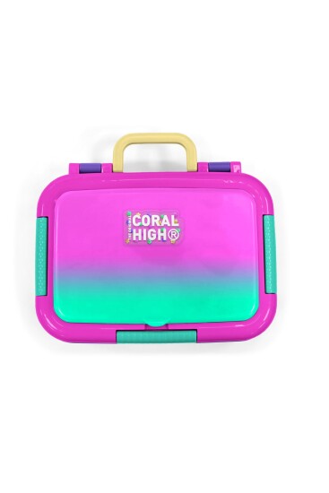 Coral High Kids Pembe Su Yeşili Renk Geçişli Desenli Paslanmaz Çelik Beslenme Kabı 39362 - 5