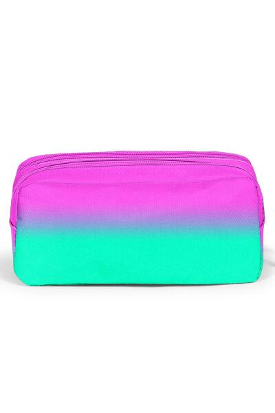 Coral High Kids Pembe Su Yeşili Renk Geçişli İki Bölmeli Kalem Çantası 12074 - 3