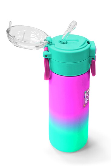 Coral High Kids Pembe Su Yeşili Renk Geçişli Pipetli ve Direkt İçim Çelik Termos 500 ml 31838 - 5