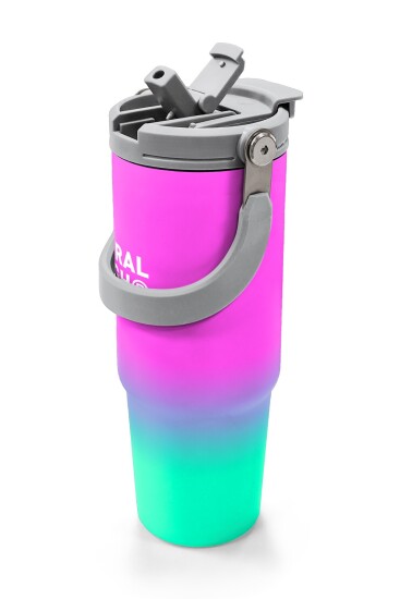 Coral High Kids Pembe Su Yeşili Renk Geçişli Pipetli ve Direkt İçim Çelik Termos 900 ml 38724 - 2