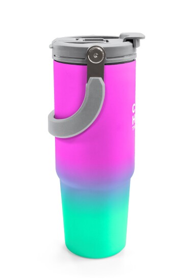 Coral High Kids Pembe Su Yeşili Renk Geçişli Pipetli ve Direkt İçim Çelik Termos 900 ml 38724 - 6