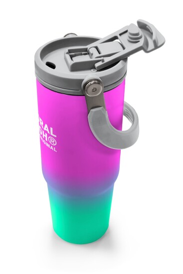 Coral High Kids Pembe Su Yeşili Renk Geçişli Pipetli ve Direkt İçim Çelik Termos 900 ml 38724 - 3