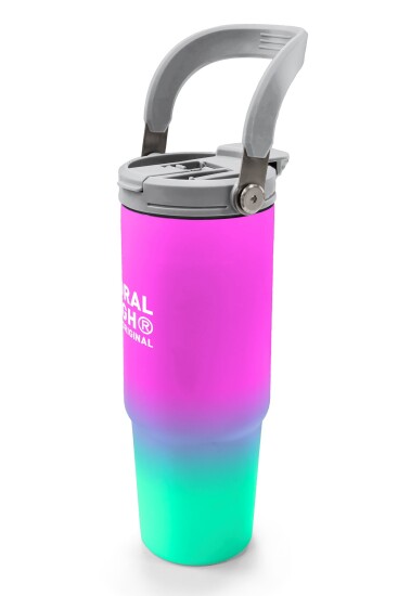Coral High Kids Pembe Su Yeşili Renk Geçişli Pipetli ve Direkt İçim Çelik Termos 900 ml 38724 - 4