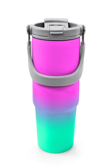 Coral High Kids Pembe Su Yeşili Renk Geçişli Pipetli ve Direkt İçim Çelik Termos 900 ml 38724 - 7