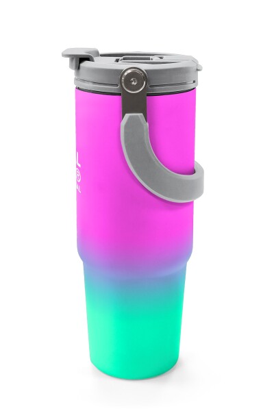 Coral High Kids Pembe Su Yeşili Renk Geçişli Pipetli ve Direkt İçim Çelik Termos 900 ml 38724 - 5