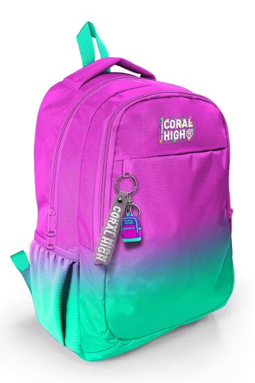 Coral High Kids Pembe Su Yeşili Renk Geçişli Üç Bölmeli Okul Sırt Çantası 23664 