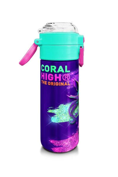 Coral High Kids Pembe Su Yeşili Unicorn Desenli Pipetli ve Direkt İçim Çelik Termos 500 ml 31959 - 2