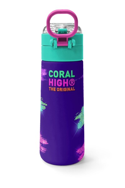 Coral High Kids Pembe Su Yeşili Unicorn Desenli Pipetli ve Direkt İçim Çelik Termos 500 ml 31959 - 4