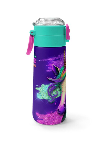 Coral High Kids Pembe Su Yeşili Unicorn Desenli Pipetli ve Direkt İçim Çelik Termos 500 ml 31959 - 2