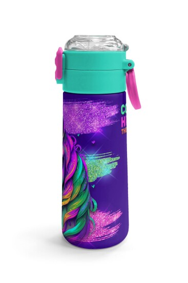 Coral High Kids Pembe Su Yeşili Unicorn Desenli Pipetli ve Direkt İçim Çelik Termos 500 ml 31959 - 3