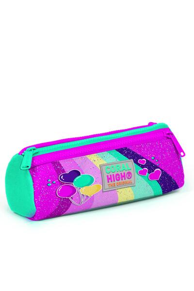 Coral High Kids Pembe Su Yeşili Unicorn Desenli Üç Bölmeli Kalem Çantası 22058 - 3