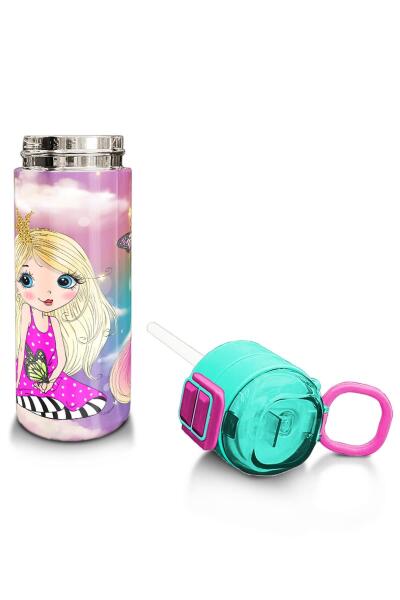 Coral High Kids Pembe Su Yeşili Unicornlu Desenli Pipetli ve Direkt İçim Çelik Termos 500 ml 31940 - 4