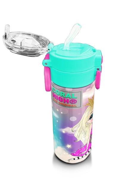 Coral High Kids Pembe Su Yeşili Unicornlu Desenli Pipetli ve Direkt İçim Çelik Termos 500 ml 31940 - 5