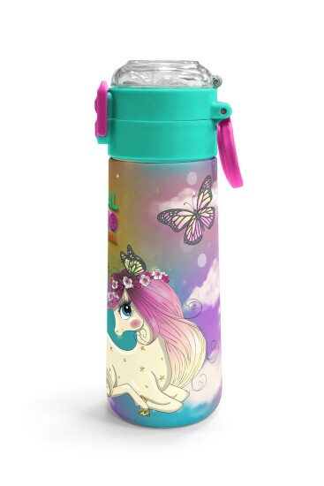 Coral High Kids Pembe Su Yeşili Unicornlu Desenli Pipetli ve Direkt İçim Çelik Termos 500 ml 31940 - 3