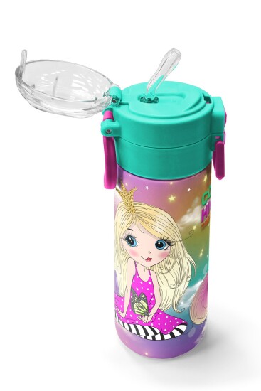 Coral High Kids Pembe Su Yeşili Unicornlu Desenli Pipetli ve Direkt İçim Çelik Termos 500 ml 31940 - 5